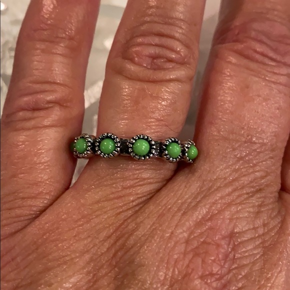 Silver Ring with Green Turquoise - Picture 7 of 7